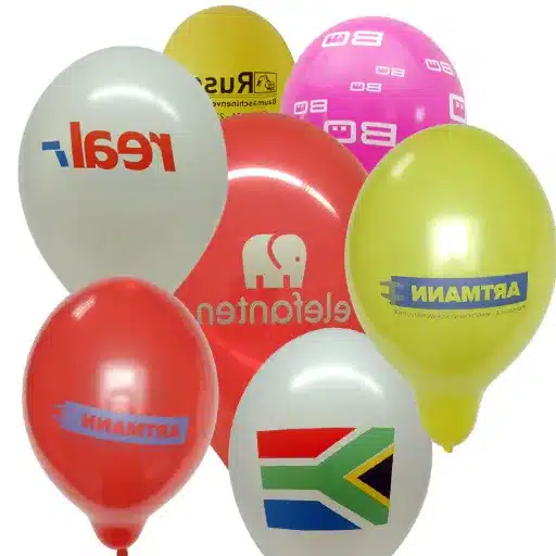 balloons with logo printed on them