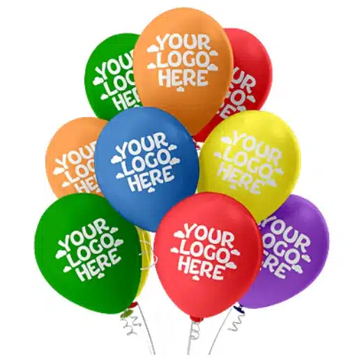 balloons with logos on them