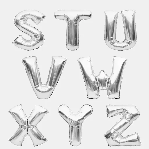 silver letter balloons