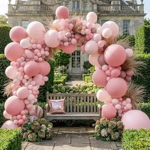 balloon garland with flowers